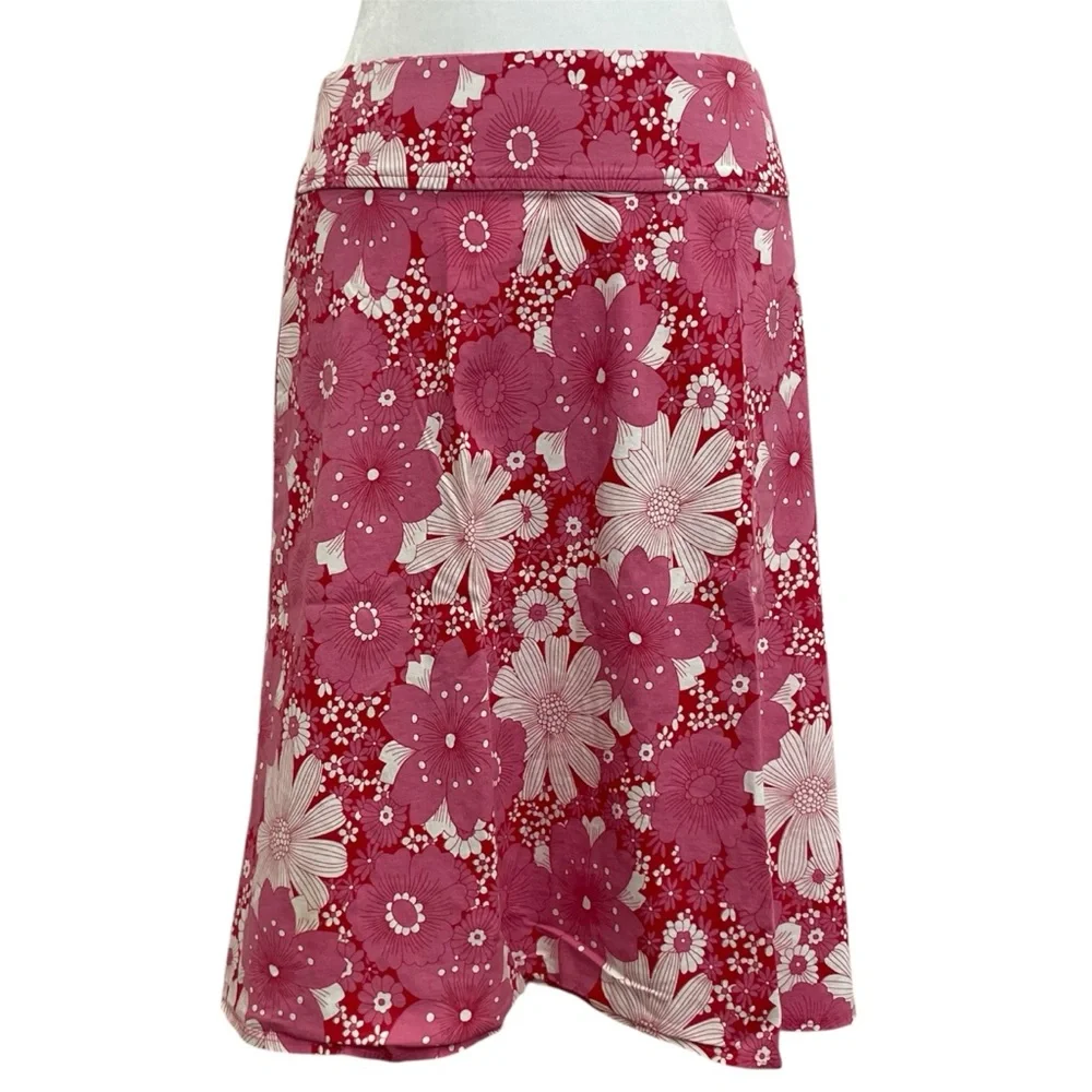 Charlotte Russe Vintage 90s Pink Cotton Floral A-Line Midi Skirt